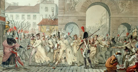 Russische Gefangene auf dem Boulevard Saint-Martin nach der Schlacht von Montmirail, 17. Februar 1814